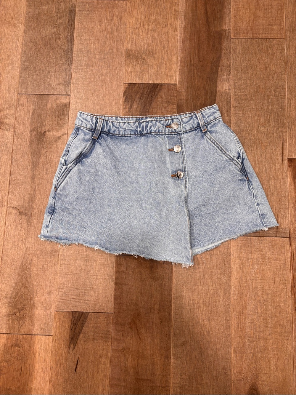 Zara Light Blue Denim Skort with Button Front